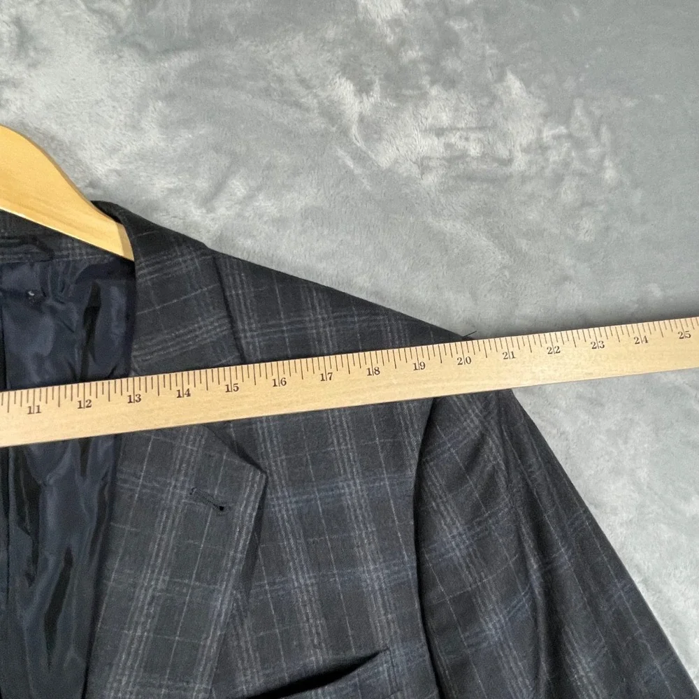 Giorgio Armani Taylor Charcoal Grey Virgin Wool Cashmere Plaid Blazer Jacket 50R